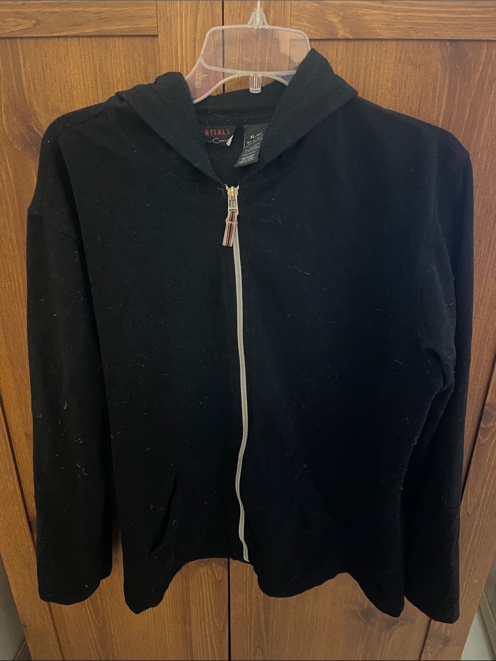 Essentials Black Lightweight Zip Fleece Hoodie Jacket